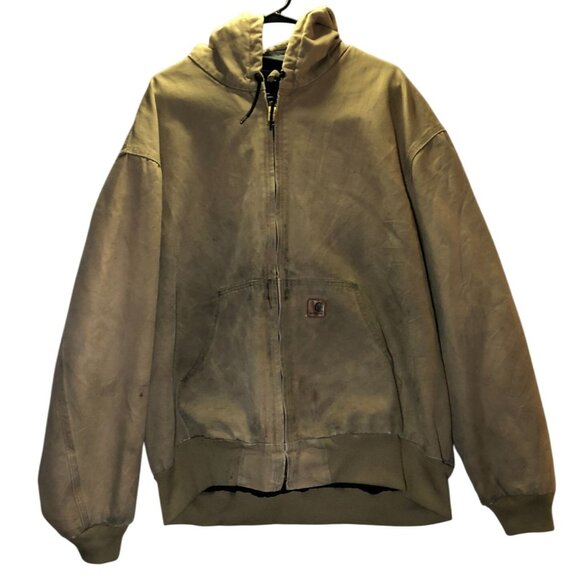 Carhartt Men's Hooded Canvas Work Jacket J280 2XL Quilted Flannel Lined, Canvas - Picture 1 of 16